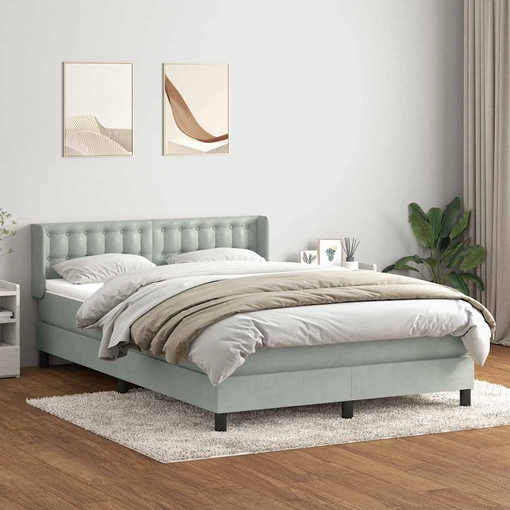 Giroletto a Molle con Materasso Grigio Chiaro 160x220cm Velluto | homemem39