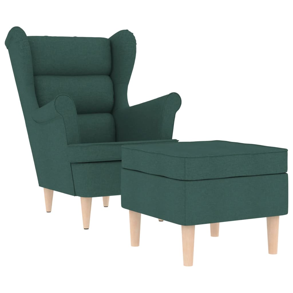 Poltrona con Poggiapiedi Verde Scuro in Tessuto | homemem39