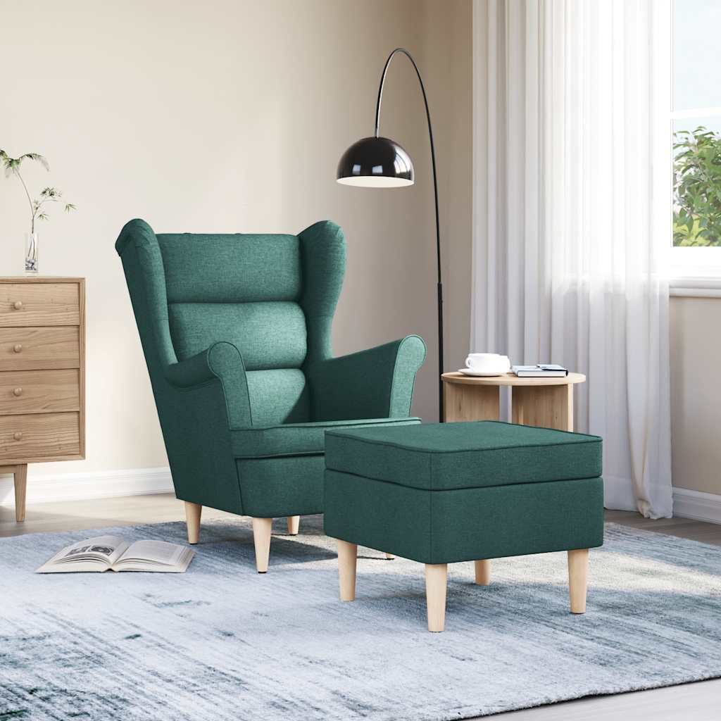Poltrona con Poggiapiedi Verde Scuro in Tessuto | homemem39