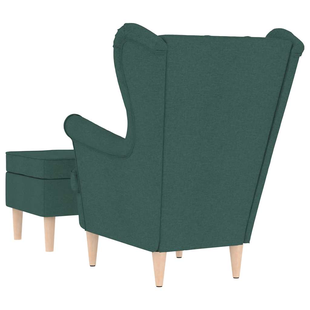 Poltrona con Poggiapiedi Verde Scuro in Tessuto | homemem39