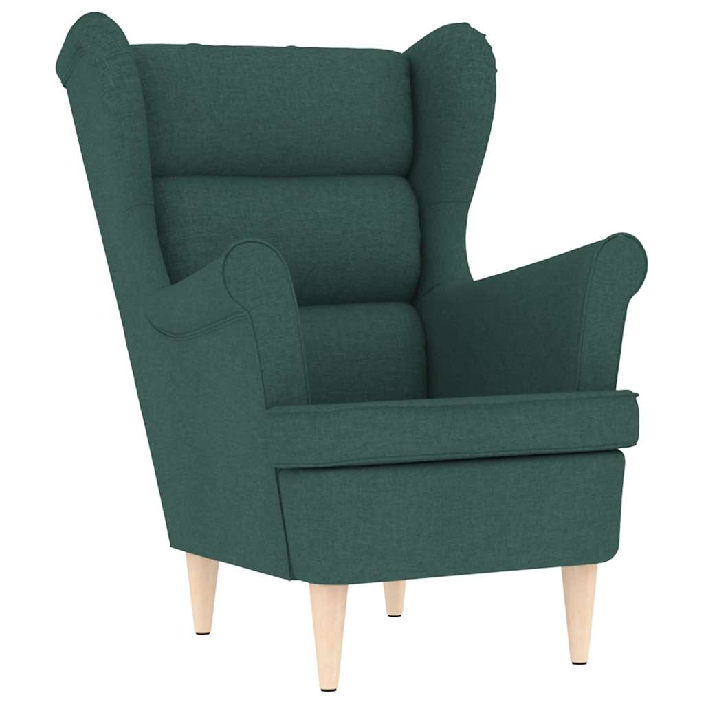 Poltrona con Poggiapiedi Verde Scuro in Tessuto | homemem39