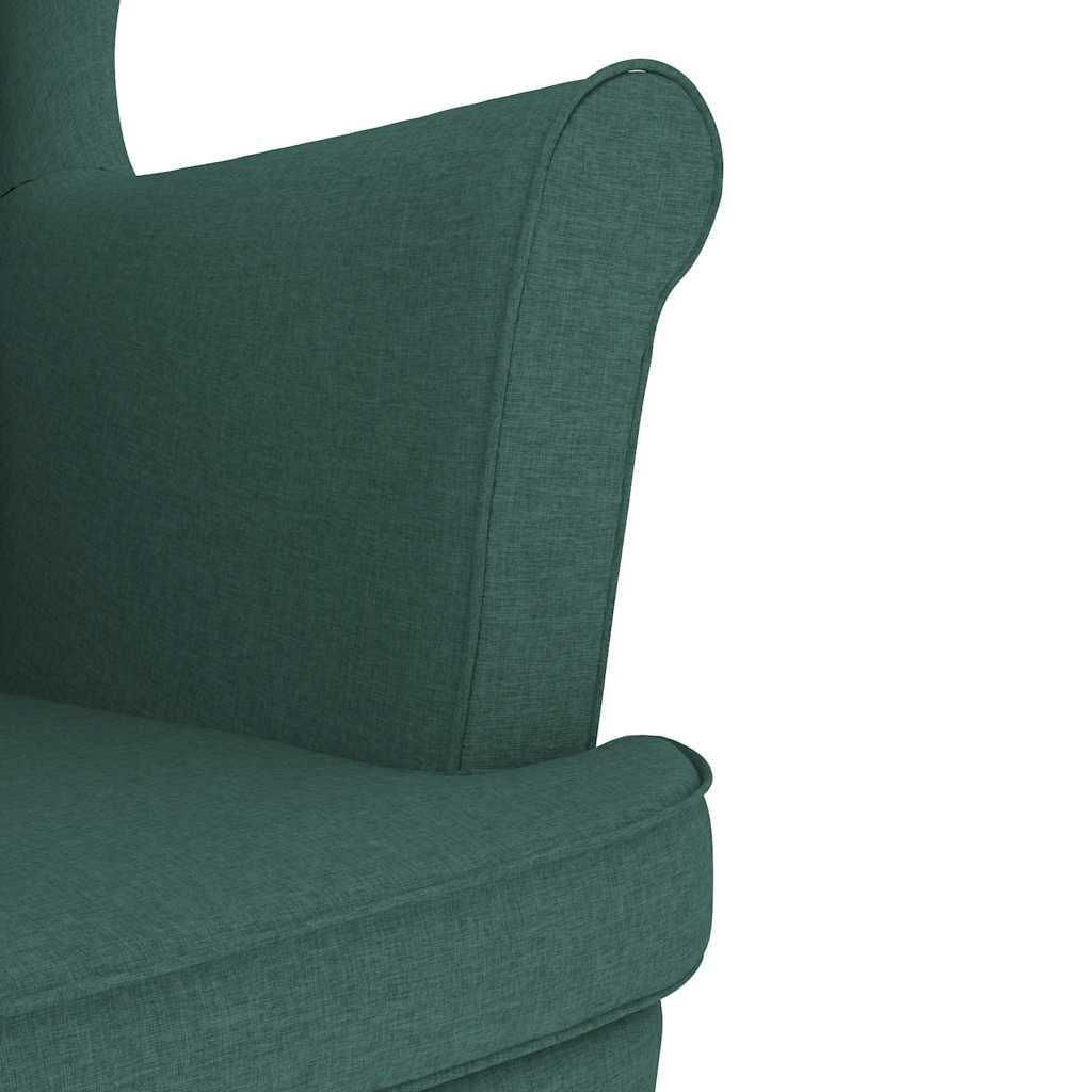 Poltrona con Poggiapiedi Verde Scuro in Tessuto | homemem39