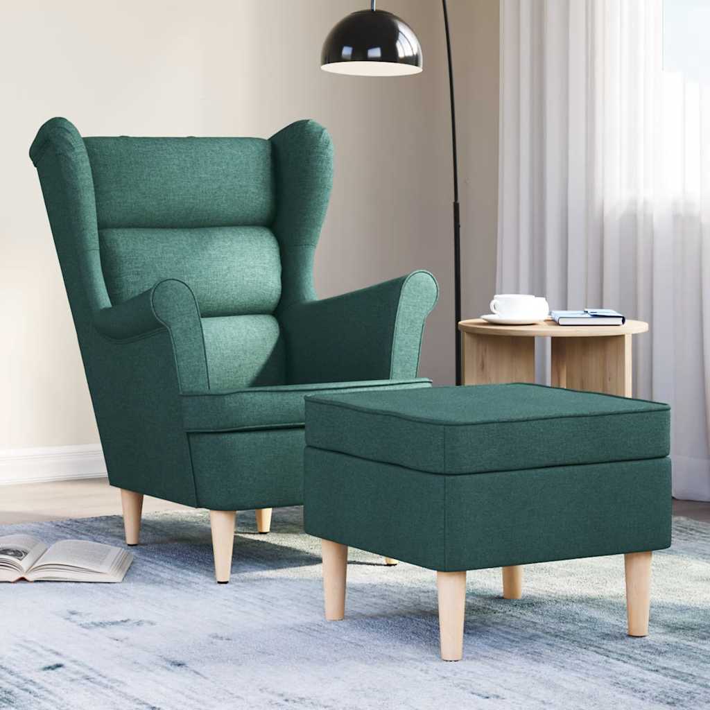 Poltrona con Poggiapiedi Verde Scuro in Tessuto | homemem39