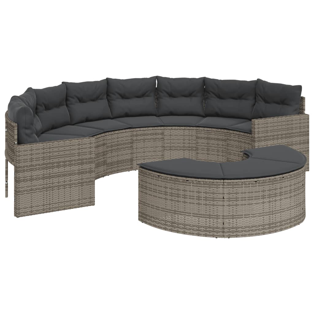 Divano da Giardino con Cuscini Semicircolare Grigio Polyrattan | homemem39