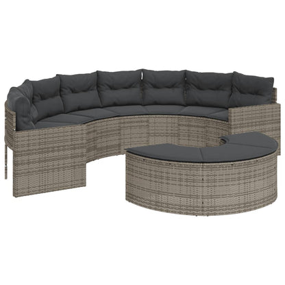 Divano da Giardino con Cuscini Semicircolare Grigio Polyrattan | homemem39