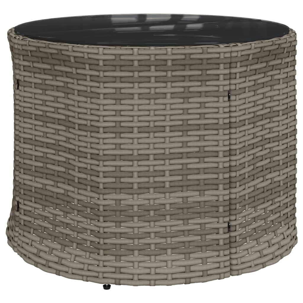 Divano da Giardino Tavolo e Cuscini Circolare Grigio Polyrattan | homemem39