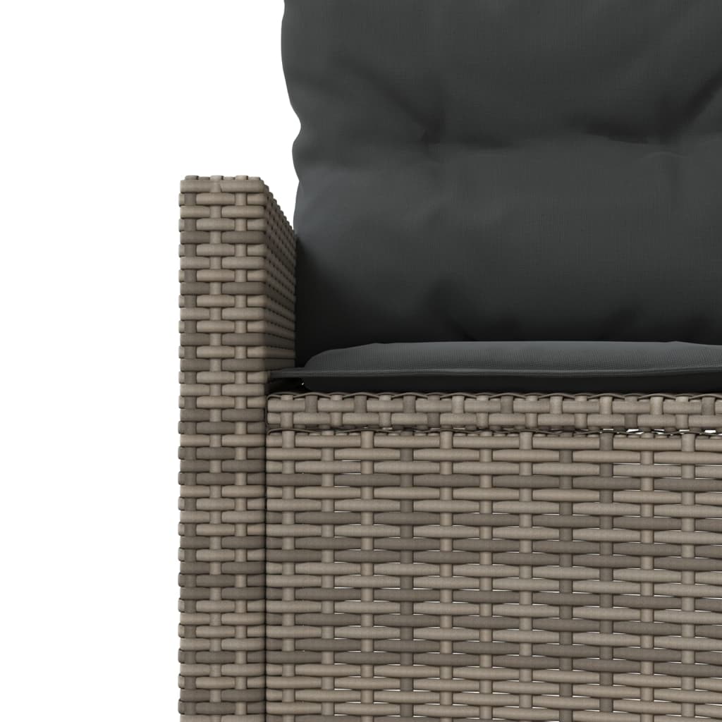 Divano da Giardino Tavolo e Cuscini Circolare Grigio Polyrattan | homemem39