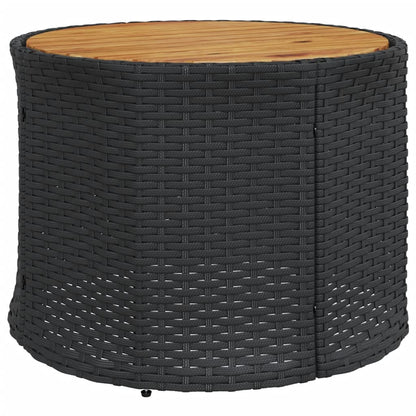 Divano Giardino con Tavolo e Cuscini Circolare Nero Polyrattan | homemem39