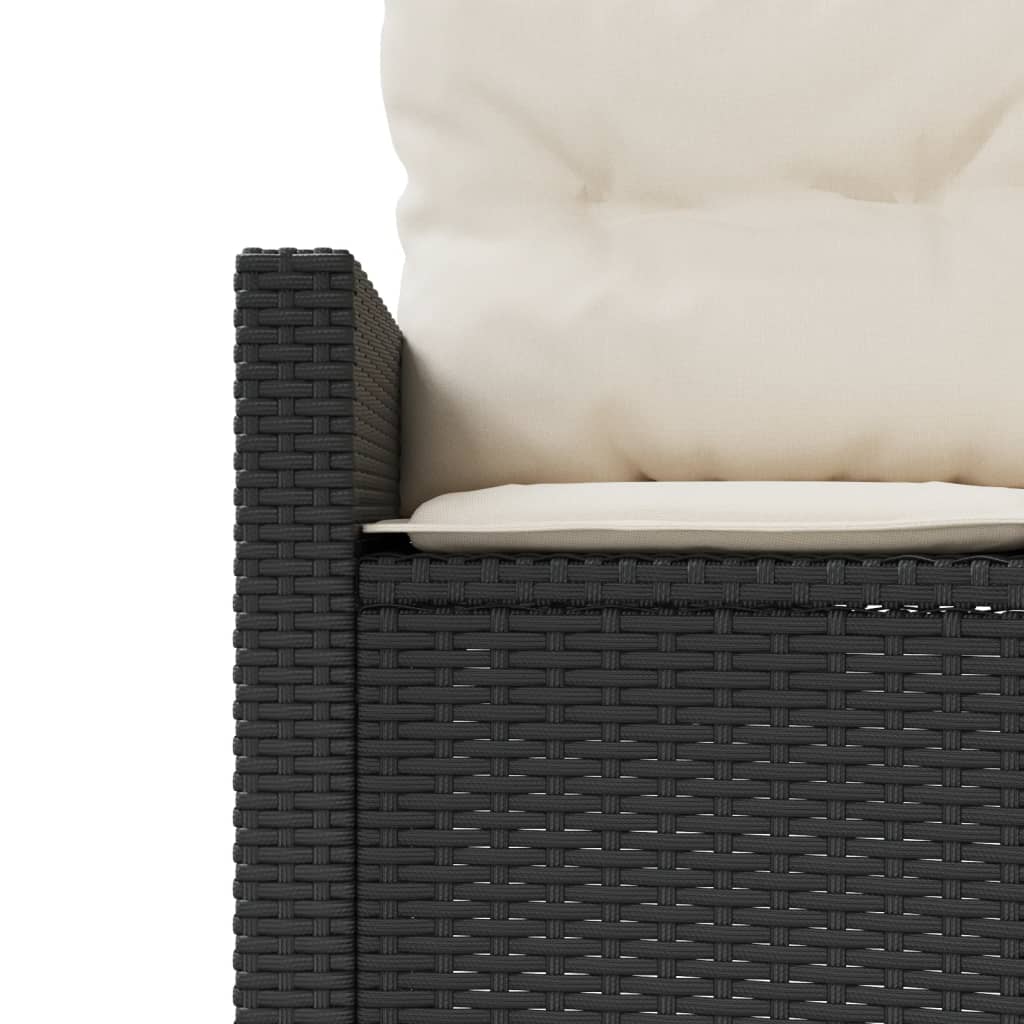 Divano Giardino con Tavolo e Cuscini Circolare Nero Polyrattan | homemem39