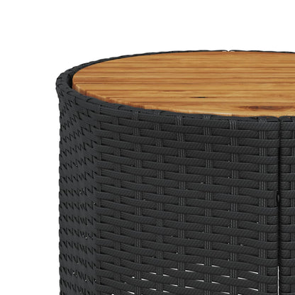 Divano Giardino con Tavolo e Cuscini Circolare Nero Polyrattan | homemem39