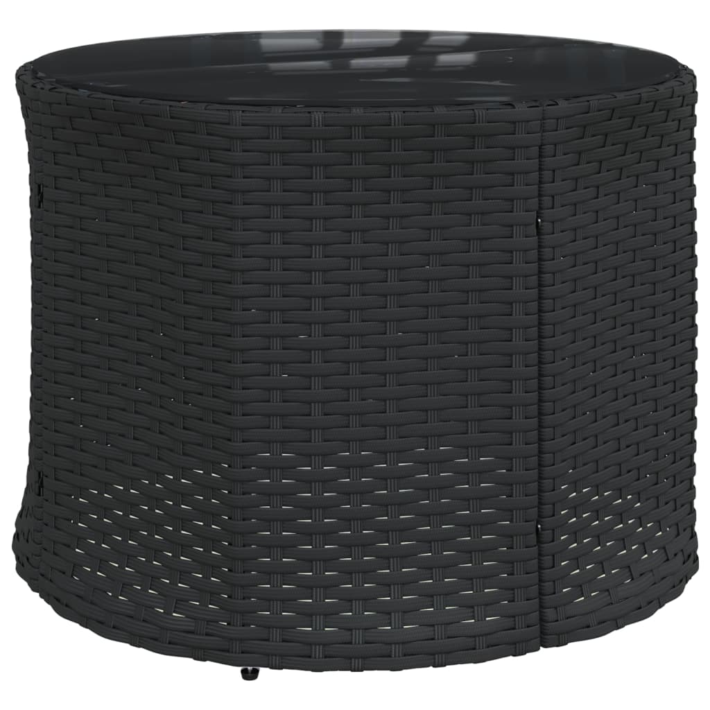 Divano Giardino con Tavolo e Cuscini Circolare Nero Polyrattan | homemem39