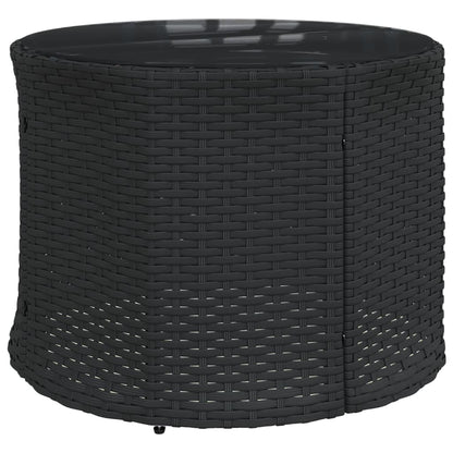 Divano Giardino con Tavolo e Cuscini Circolare Nero Polyrattan | homemem39