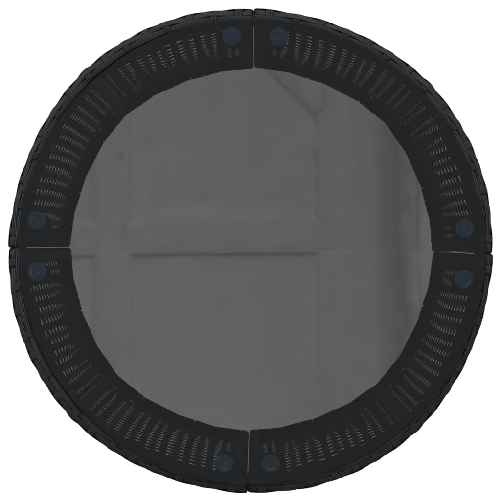 Divano Giardino con Tavolo e Cuscini Circolare Nero Polyrattan | homemem39