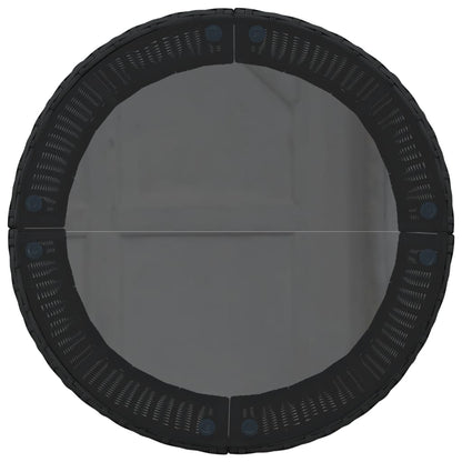 Divano Giardino con Tavolo e Cuscini Circolare Nero Polyrattan | homemem39