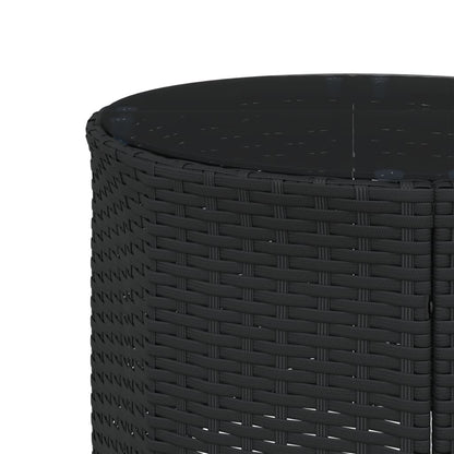 Divano Giardino con Tavolo e Cuscini Circolare Nero Polyrattan | homemem39