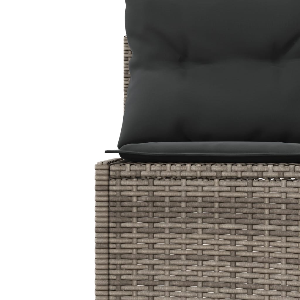 Divano da Giardino Tavolo e Cuscini Circolare Grigio Polyrattan | homemem39