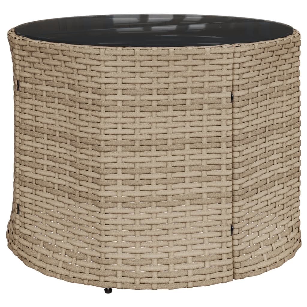 Divano Giardino con Tavolo e Cuscini Circolare Beige Polyrattan | homemem39