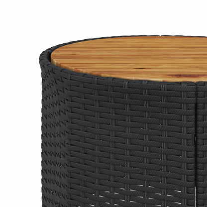 Divano Giardino con Tavolo e Cuscini Circolare Nero Polyrattan | homemem39