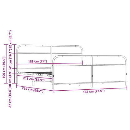 Giroletto senza Materaso in Metallo Rovere Fumo 183x213 cm | homemem39