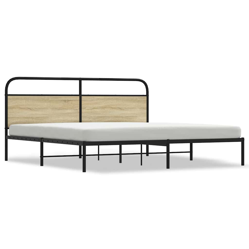 Giroletto senza Materaso in Metallo Rovere Sonoma 200x200 cm | homemem39