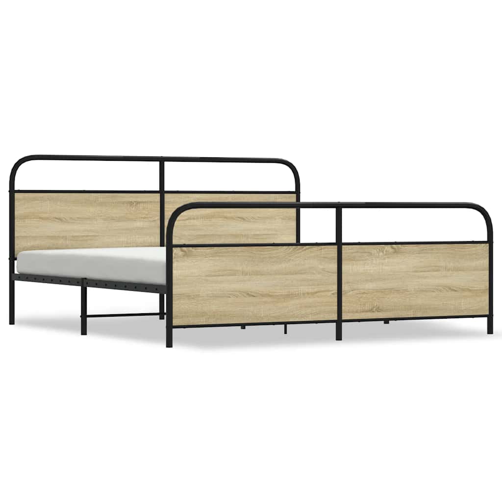 Giroletto senza Materaso in Metallo Rovere Sonoma 200x200 cm | homemem39