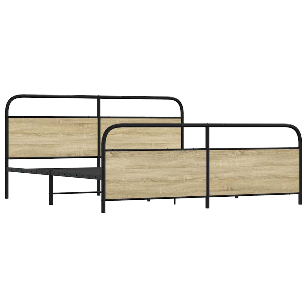 Giroletto senza Materaso in Metallo Rovere Sonoma 200x200 cm | homemem39