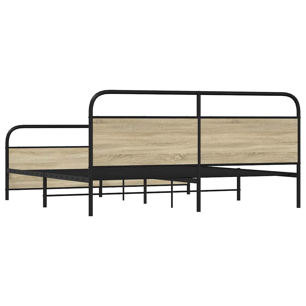 Giroletto senza Materaso in Metallo Rovere Sonoma 200x200 cm | homemem39