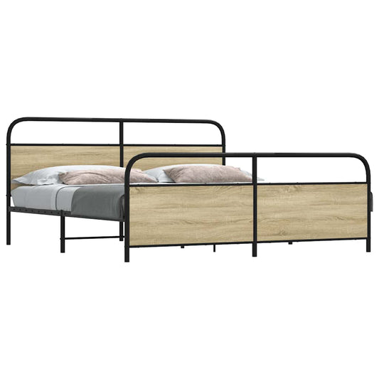 Giroletto senza Materaso in Metallo Rovere Sonoma 200x200 cm | homemem39
