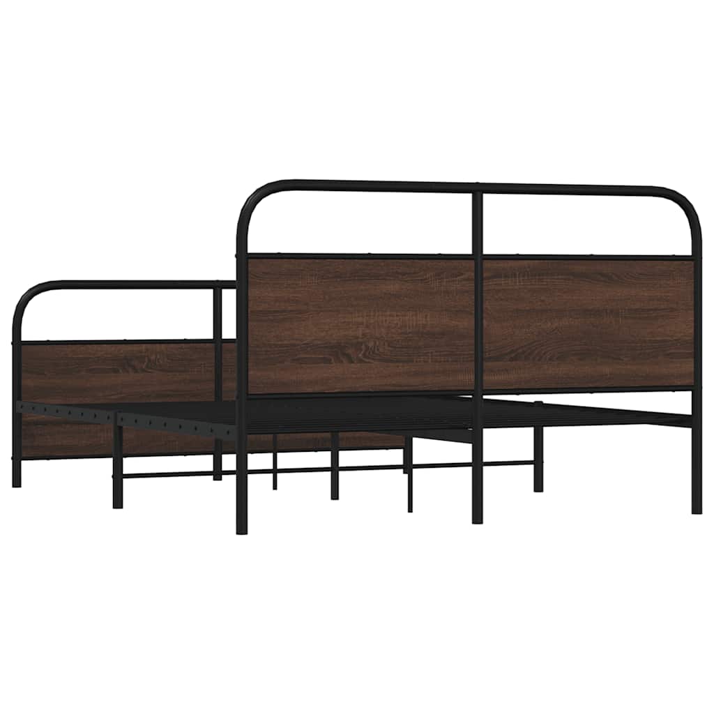 Giroletto senza Materaso in Metallo Rovere Marrone 160x200 cm | homemem39