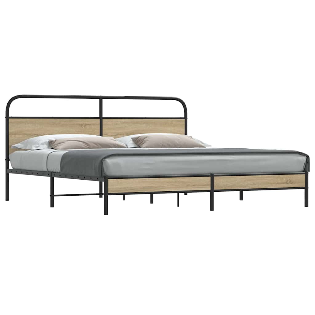 Giroletto senza Materaso in Metallo Rovere Fumo 180x200 cm | homemem39