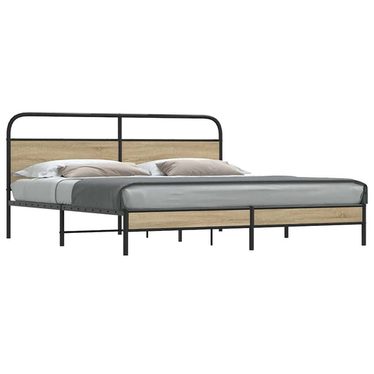 Giroletto senza Materaso in Metallo Rovere Fumo 180x200 cm | homemem39