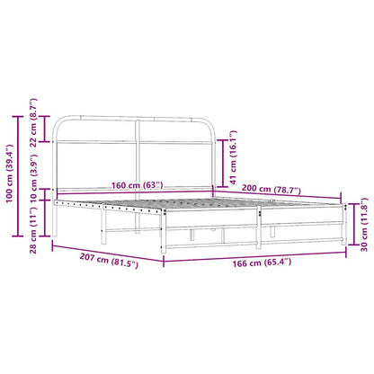 Giroletto senza Materaso in Metallo Rovere Fumo 160x200 cm | homemem39