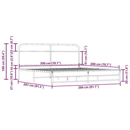 Giroletto senza Materaso in Metallo Rovere Fumo 200x200 cm | homemem39