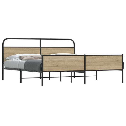 Giroletto senza Materaso in Metallo Rovere Fumo 150x200 cm | homemem39