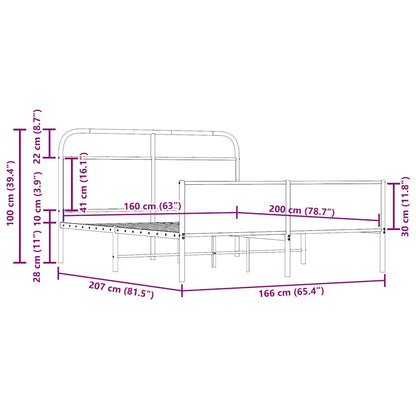 Giroletto senza Materaso in Metallo Rovere Fumo 160x200 cm | homemem39