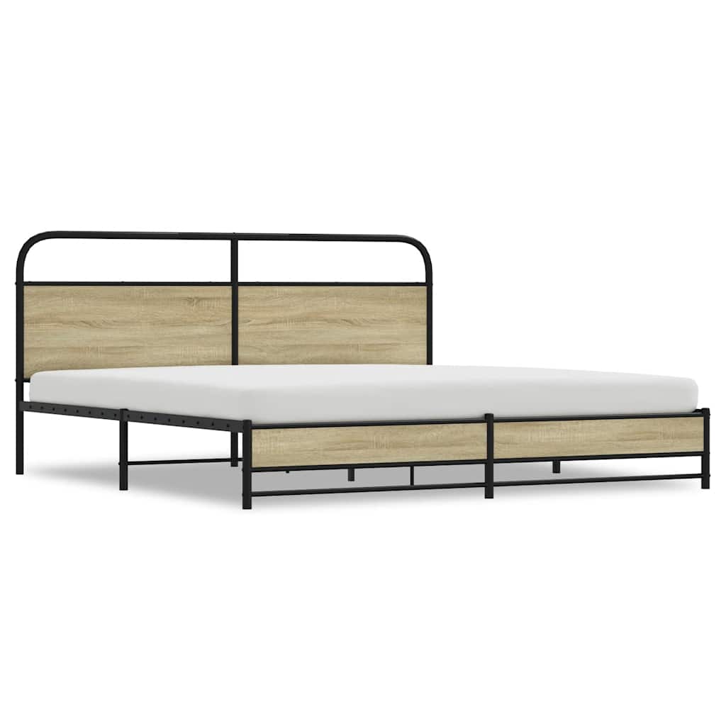 Giroletto senza Materaso in Metallo Rovere Sonoma 200x200 cm | homemem39