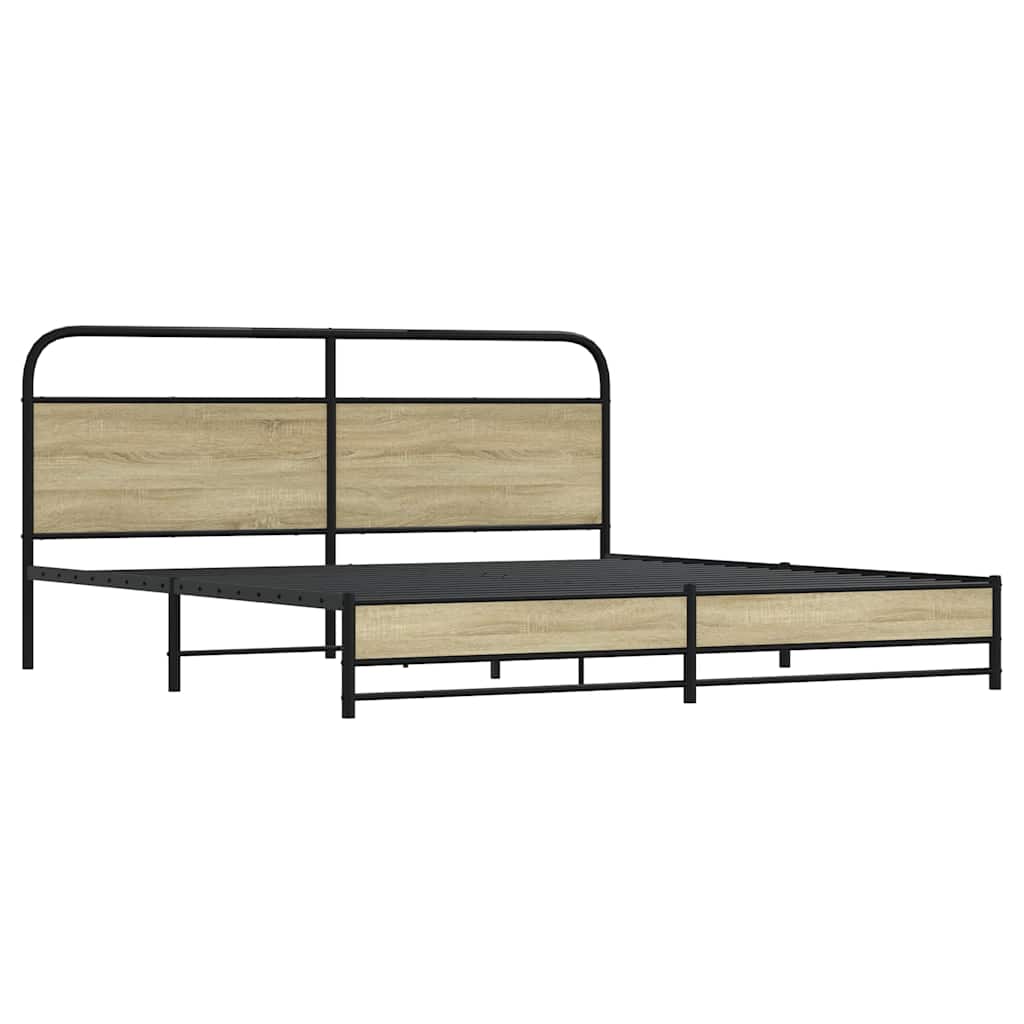 Giroletto senza Materaso in Metallo Rovere Sonoma 200x200 cm | homemem39