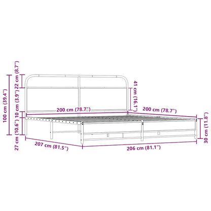 Giroletto senza Materaso in Metallo Rovere Sonoma 200x200 cm | homemem39