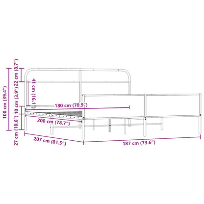 Giroletto senza Materaso in Metallo Rovere Sonoma 180x200 cm | homemem39