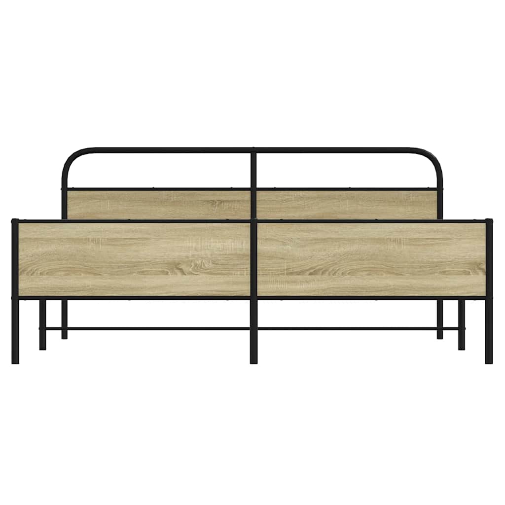 Giroletto senza Materaso in Metallo Rovere Sonoma 193x203 cm - homemem39