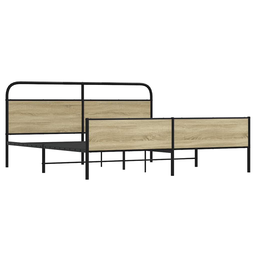 Giroletto senza Materaso in Metallo Rovere Sonoma 200x200 cm | homemem39