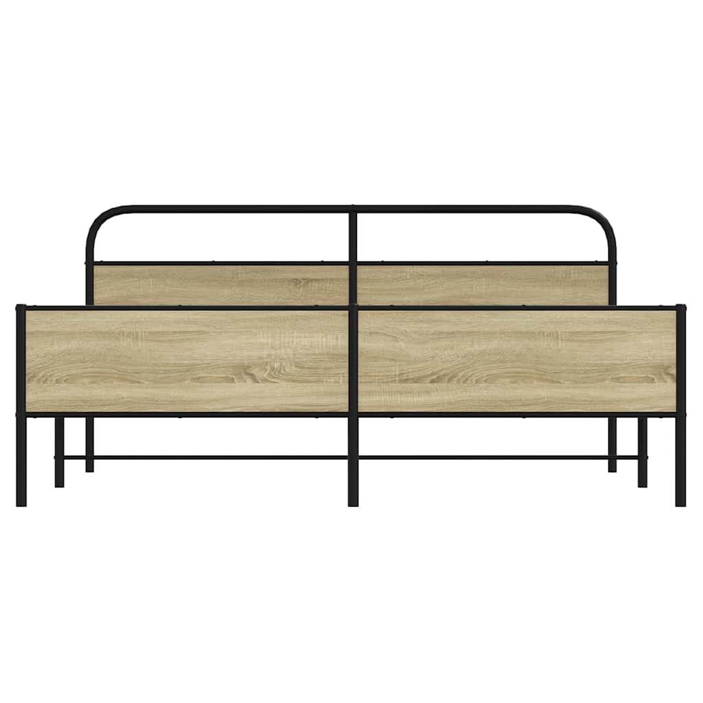 Giroletto senza Materaso in Metallo Rovere Sonoma 200x200 cm | homemem39