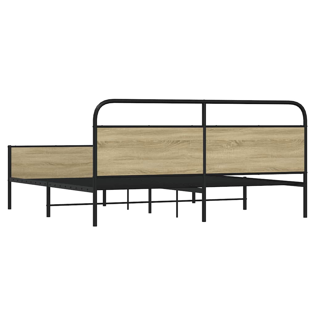 Giroletto senza Materaso in Metallo Rovere Sonoma 200x200 cm | homemem39