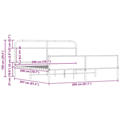 Giroletto senza Materaso in Metallo Rovere Sonoma 200x200 cm | homemem39