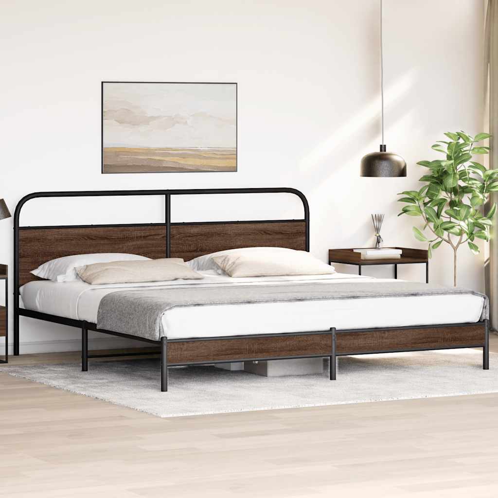 Giroletto senza Materaso in Metallo Rovere Marrone 193x203 cm | homemem39