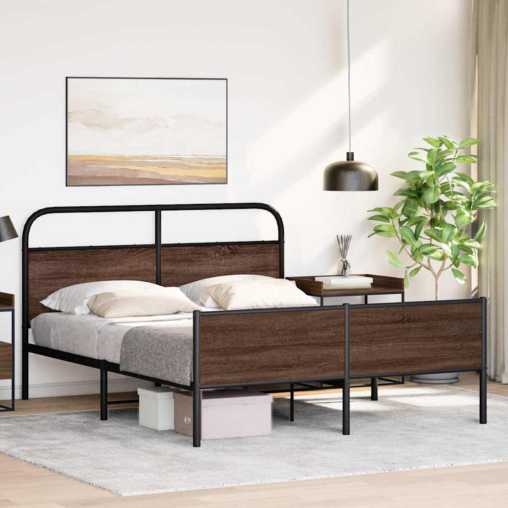 Giroletto senza Materaso in Metallo Rovere Marrone 150x200 cm | homemem39