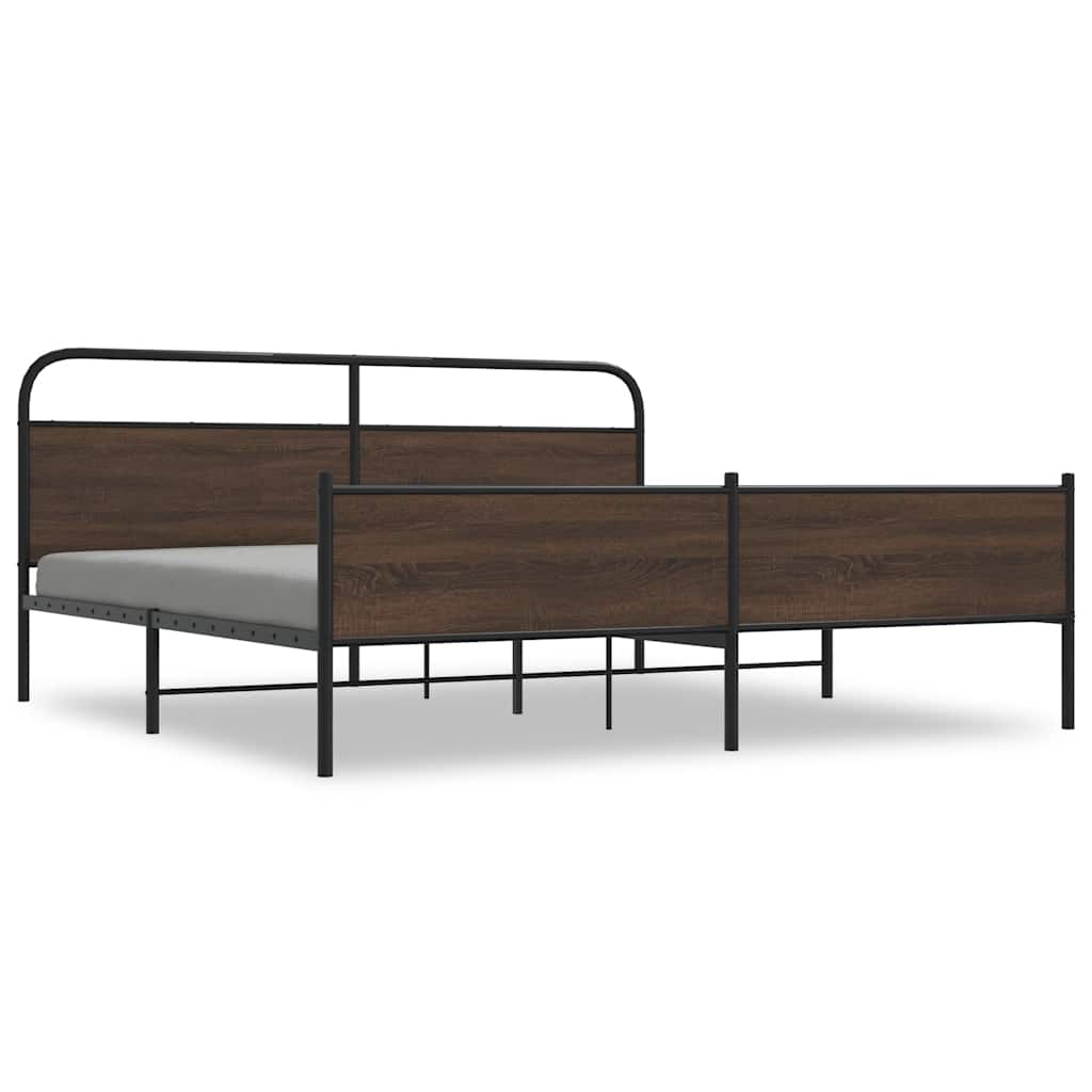 Giroletto senza Materaso in Metallo Rovere Marrone 180x200 cm | homemem39