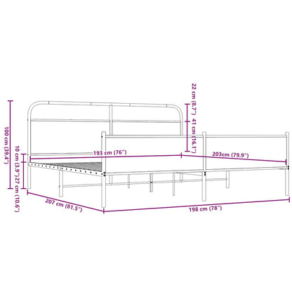 Giroletto senza Materaso in Metallo Rovere Marrone 193x203 cm - homemem39