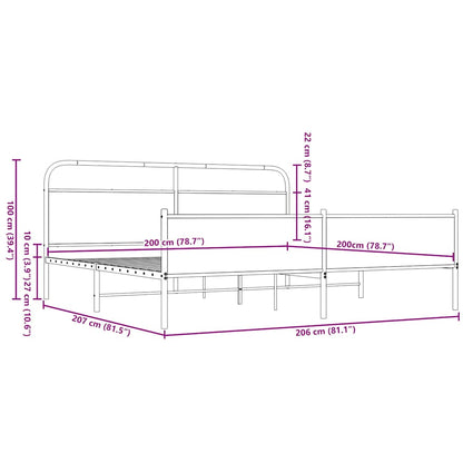Giroletto senza Materaso in Metallo Rovere Marrone 200x200 cm | homemem39