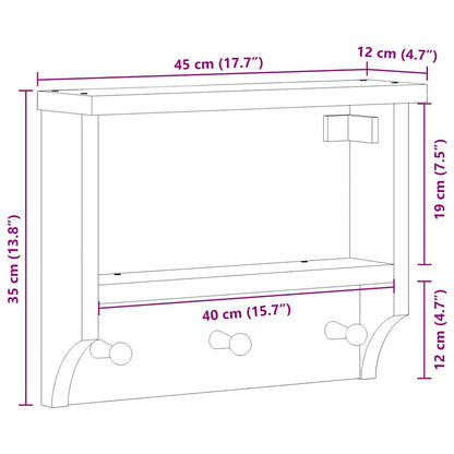 Appendiabiti da Parete SANDNES Bianco 45x12x35 cm Legno di Pino - homemem39